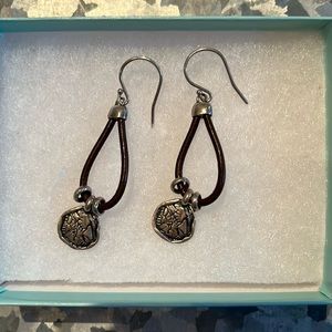 Silpada classic leather and sterling silver earrings